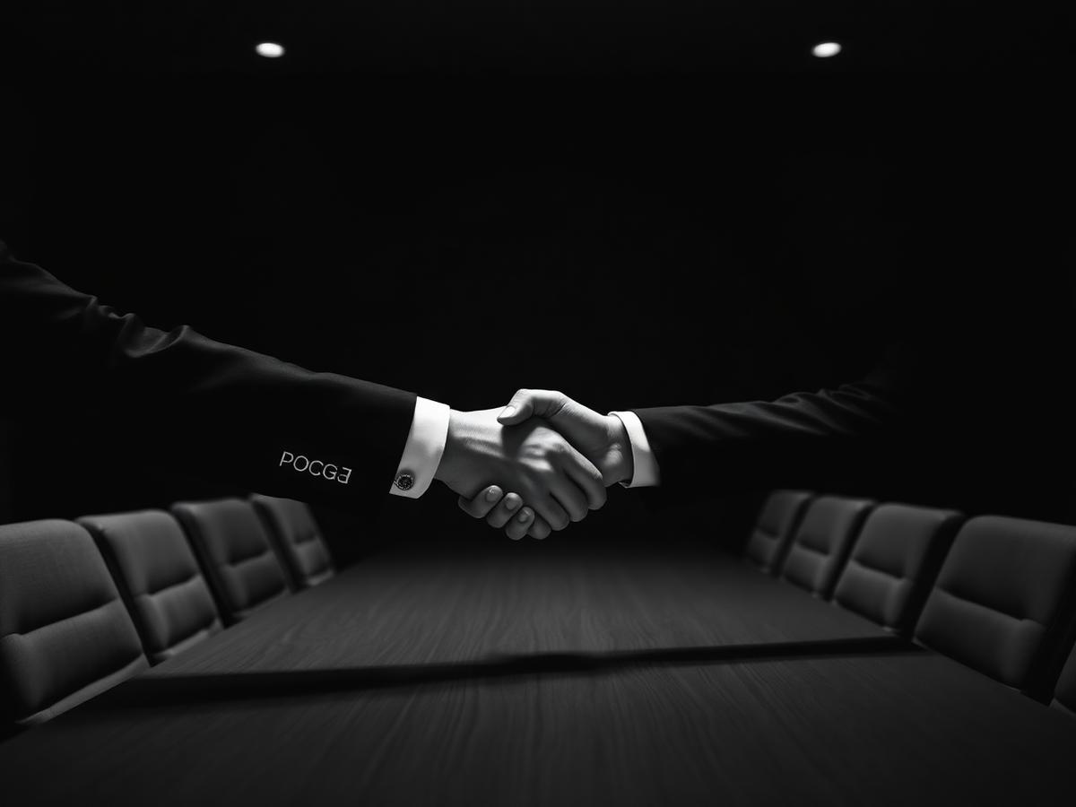 Partnership handshake in a boardroom